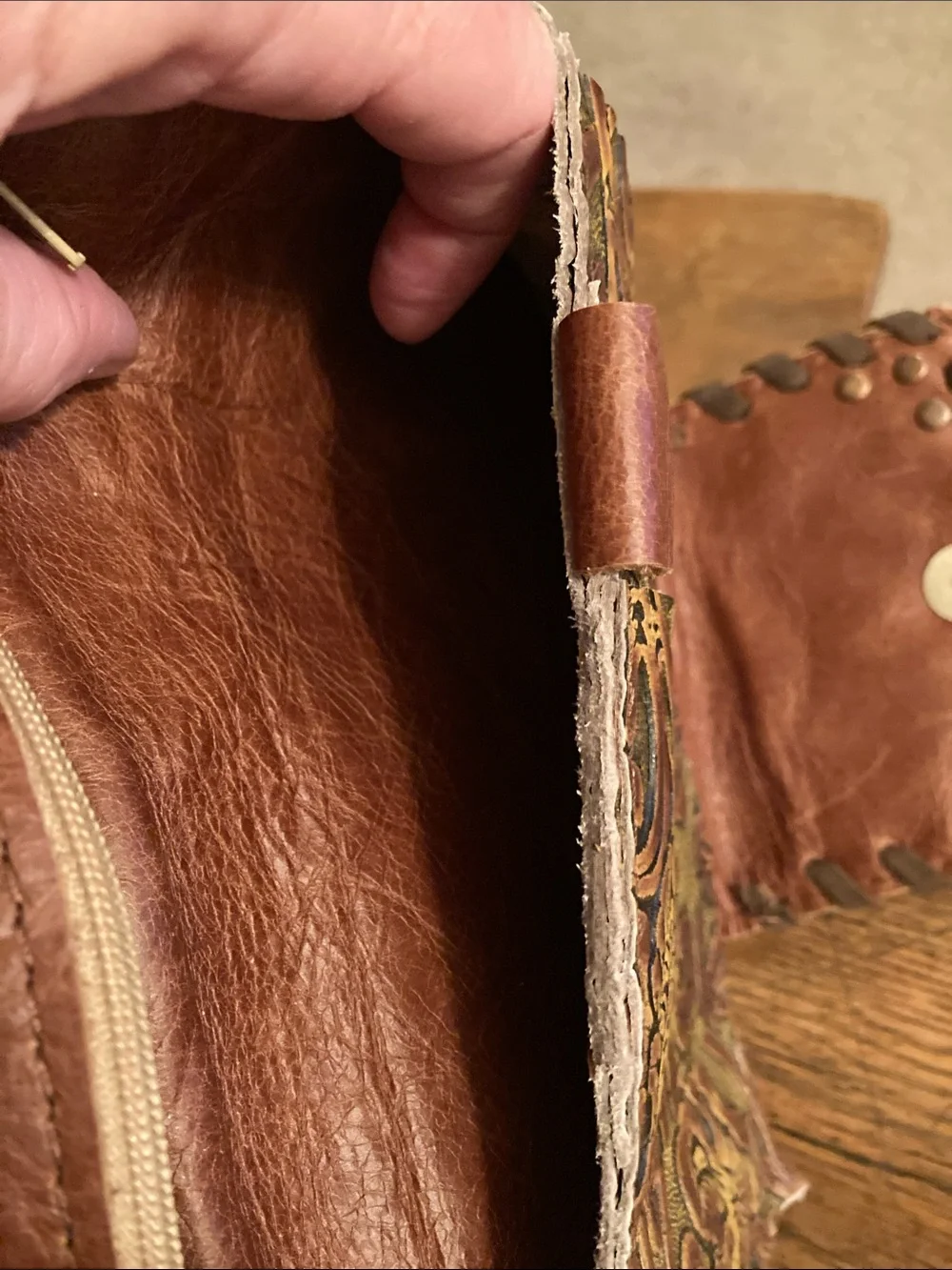 Hair on Hide & Leather Large Bifold Portfolio Wallet Like New!